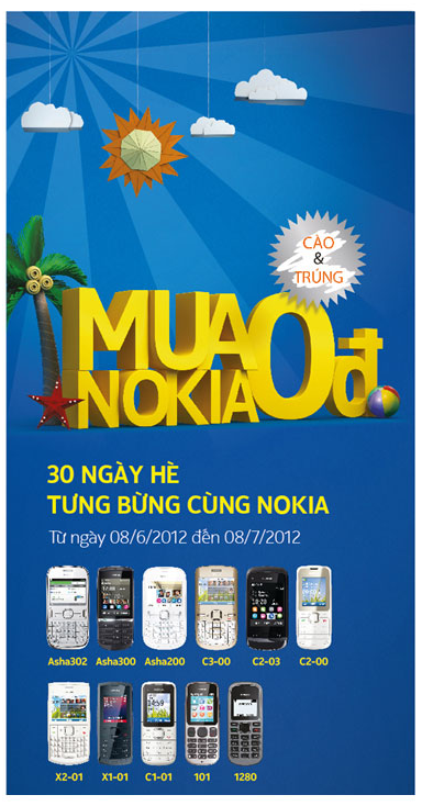 Cơ hội mua điện thoại Nokia với giá 0 đồng